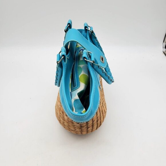 Coldwater Creek straw and blue leather handbag Coldwater Creek - Picture 4 of 8